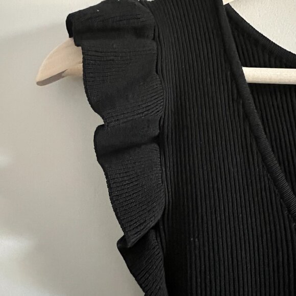 NWT | Black Ruffle Trim Mini Dress | Size Large - Picture 4 of 6